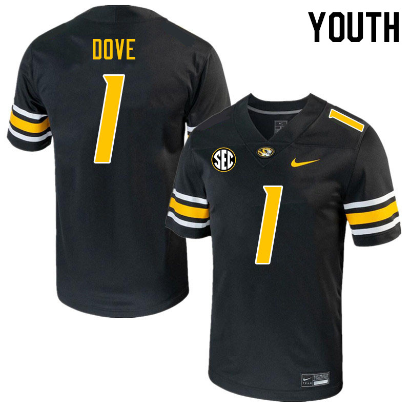 Youth #1 Tauskie Dove Missouri Tigers College 2023 Football Stitched Jerseys Sale-Black